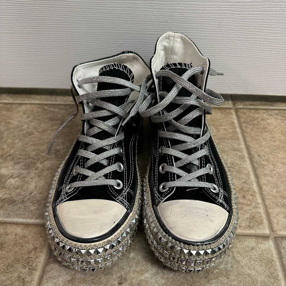 Chantel Black Studded High-Top Sneakers - Picture 4 of 9